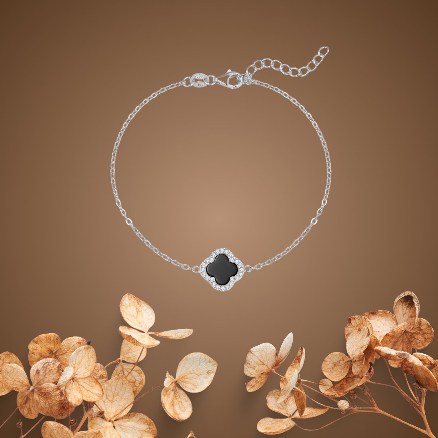 Kleeblatt Onyx Armband