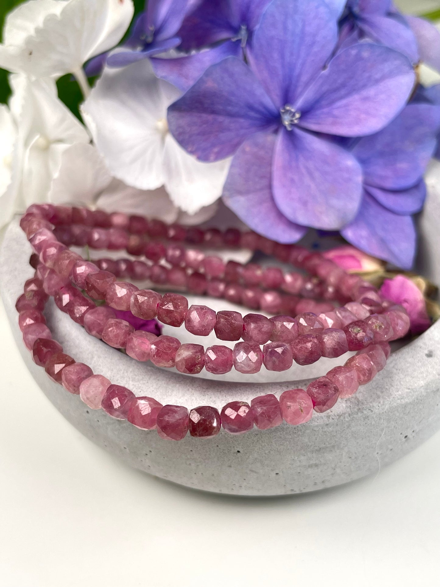 Pink Turmalin Würfel Armband