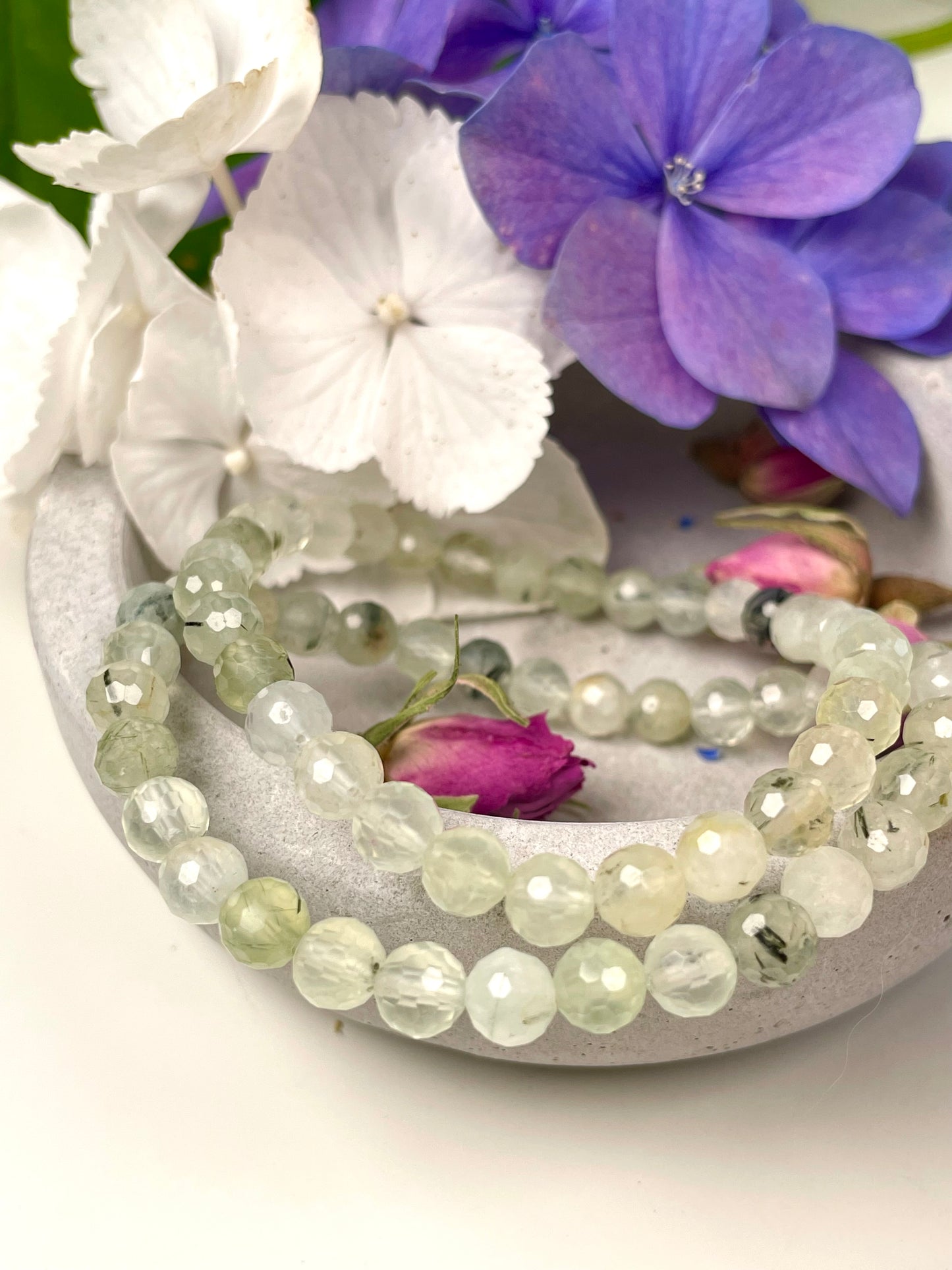 Prehnit facettiert Armband