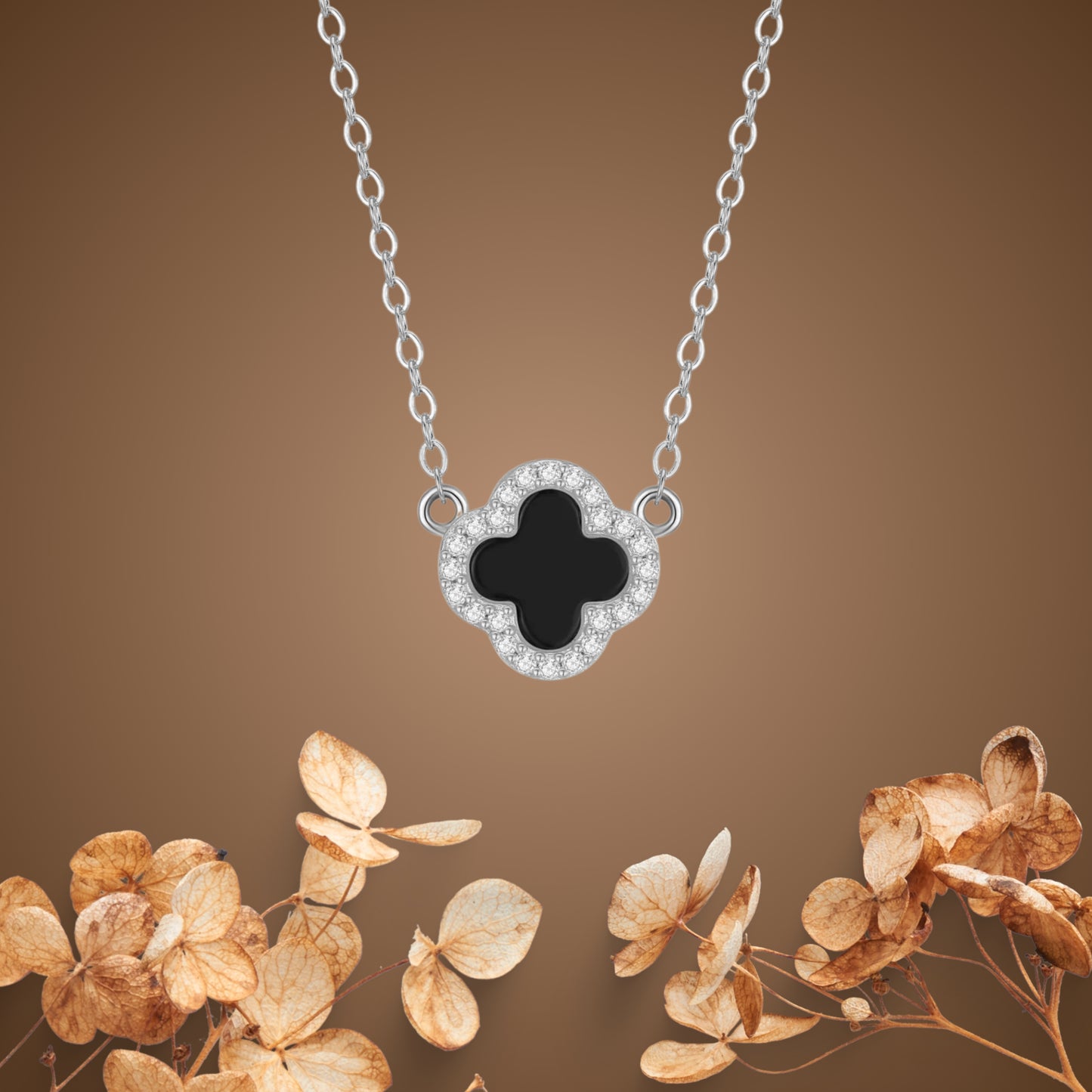 Kleeblatt Onyx Kette
