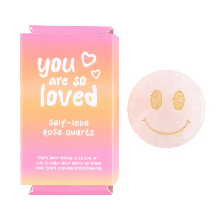 You Are Loved Rosenquarz Happy Face Kristall