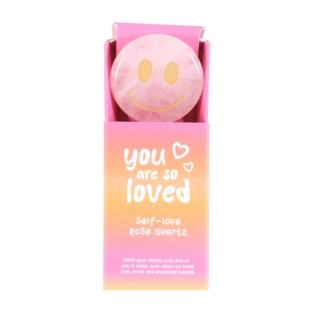 You Are Loved Rosenquarz Happy Face Kristall