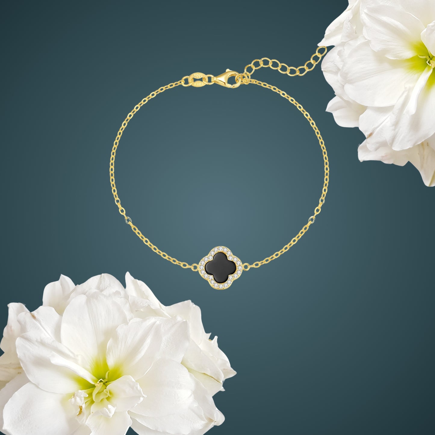 Kleeblatt Onyx Armband