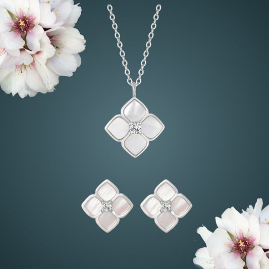 Perlmutt Kleblatt Set