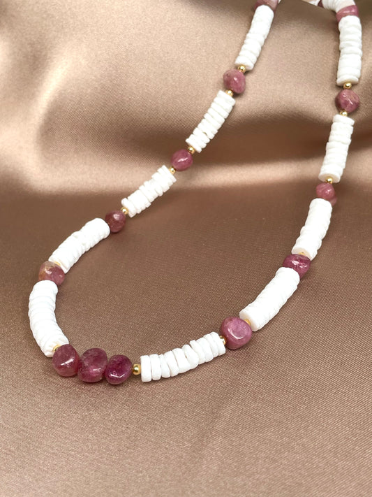 Pink Turmalin Muschel Choker