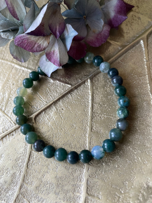 Moosachat Kugelarmband 6mm