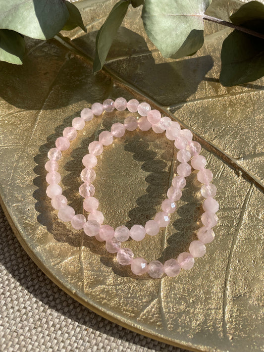 Rosenquarz Armband facettiert 6mm